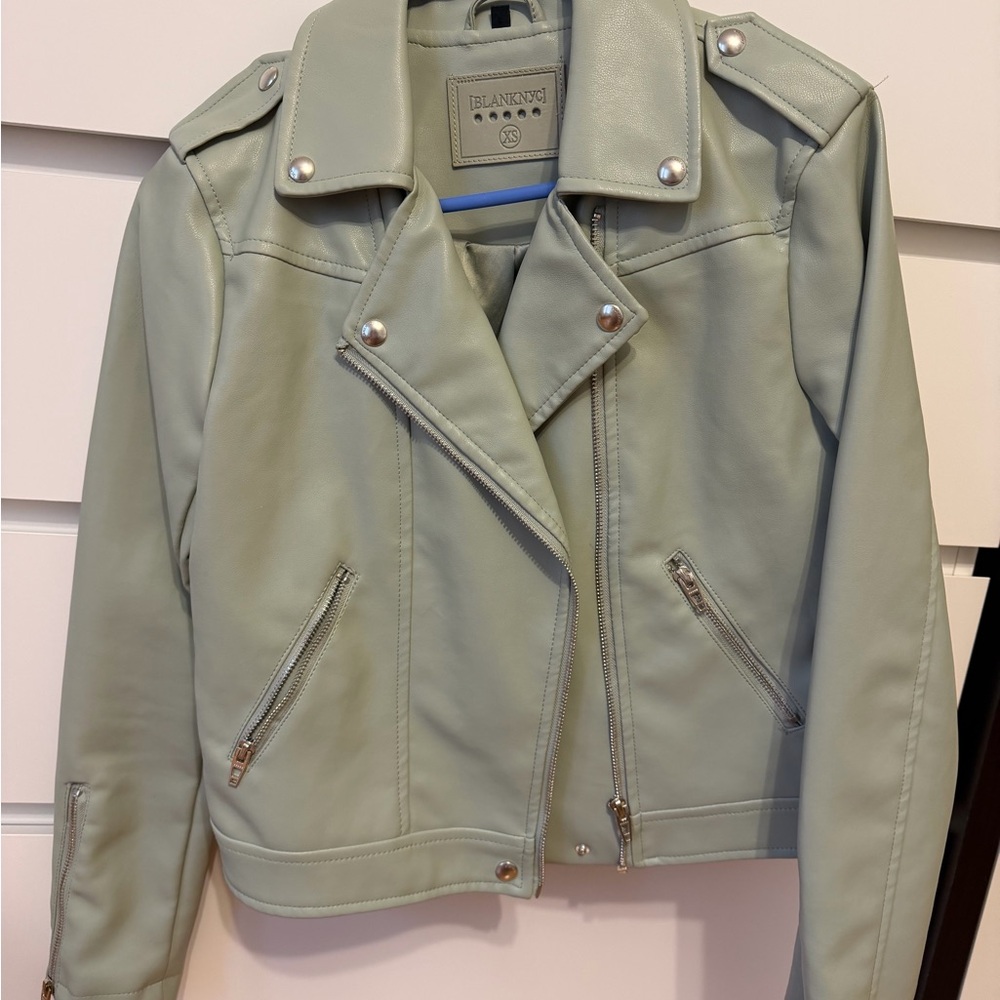 Blank NYC Light Green Leather Jacket